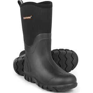 Showave Mens Size 11 Black Pull On Waterproof Insulated Neoprene Rubber Boots